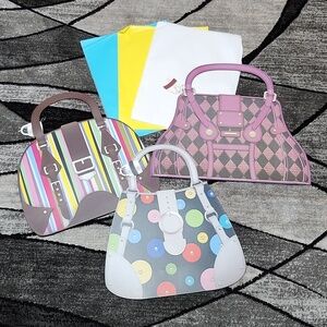 VINTAGE PAPER PURSE GIFT BAGS TISSUE PAPER 3-ONE-OF-A-KIND DESIGNS